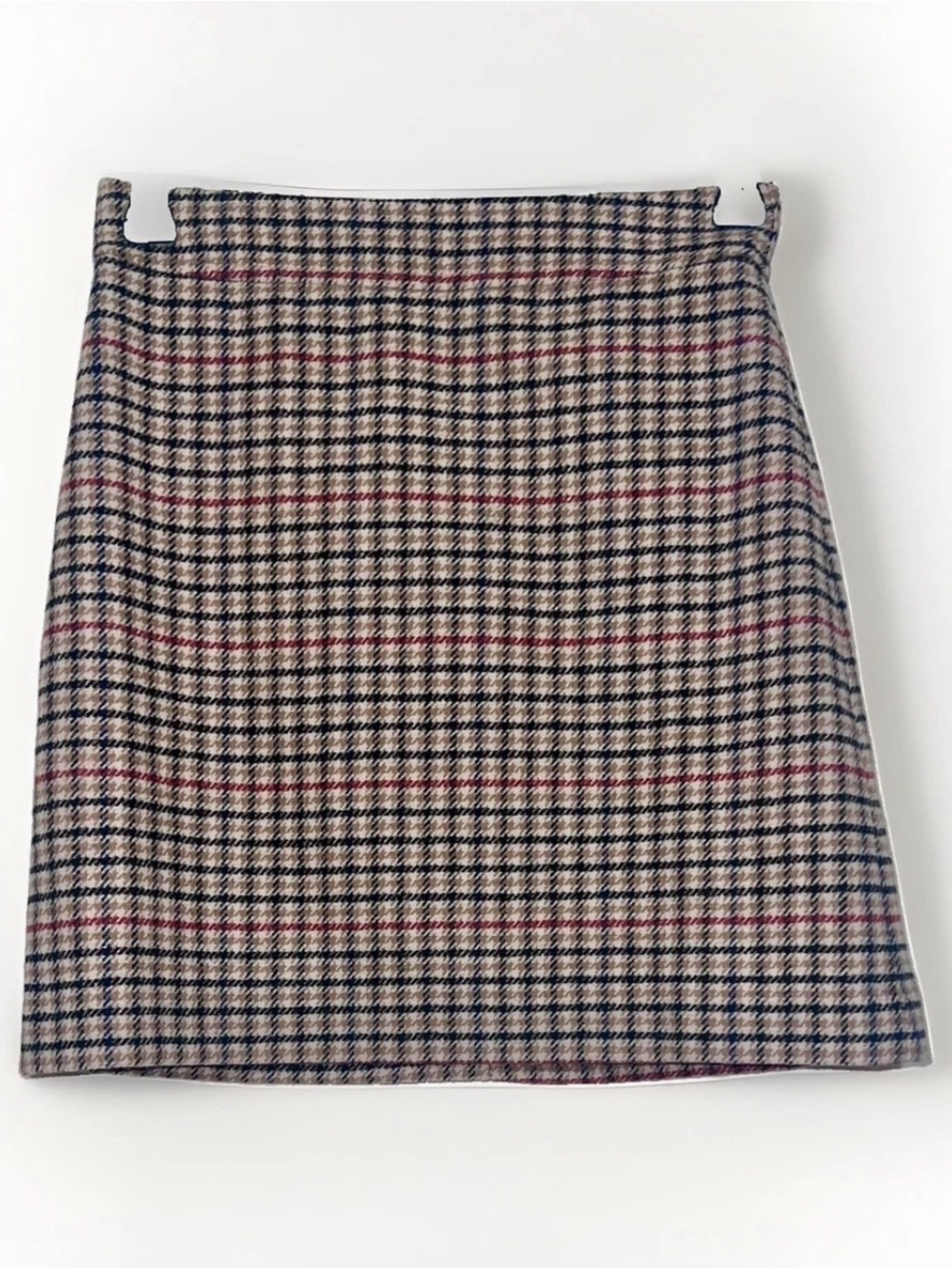 J. Crew Mini Skirt Women's Size 2 Multicolor Wool Houndstooth Plaid Back Zip